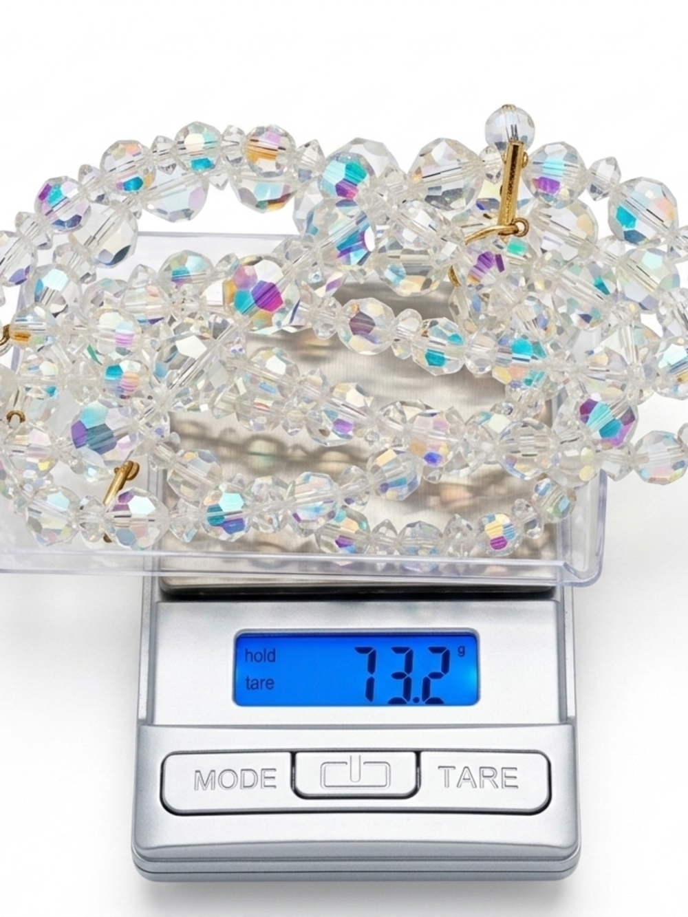 Stunning vintage multi-strand Aurora Borealis (AB) crystal necklace from the 50s - Picture 4 of 6